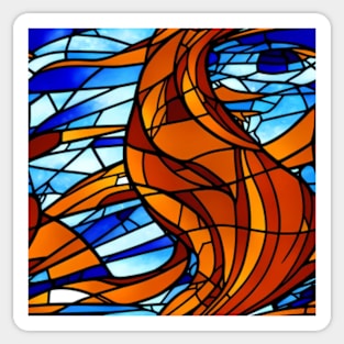 Stained Glass design pattern, seamless, red fire tone, geometrical, abstract design. Sticker